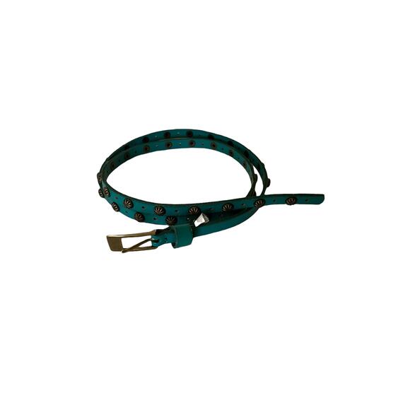 Fina Firenze Genuine Leather Belt aqua Blue Studded sz M main image 8